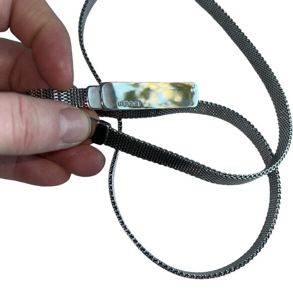 Gucci Italy 100% authentic silver metal chain mesh skinny belt Designer … - Picture 1 of 5